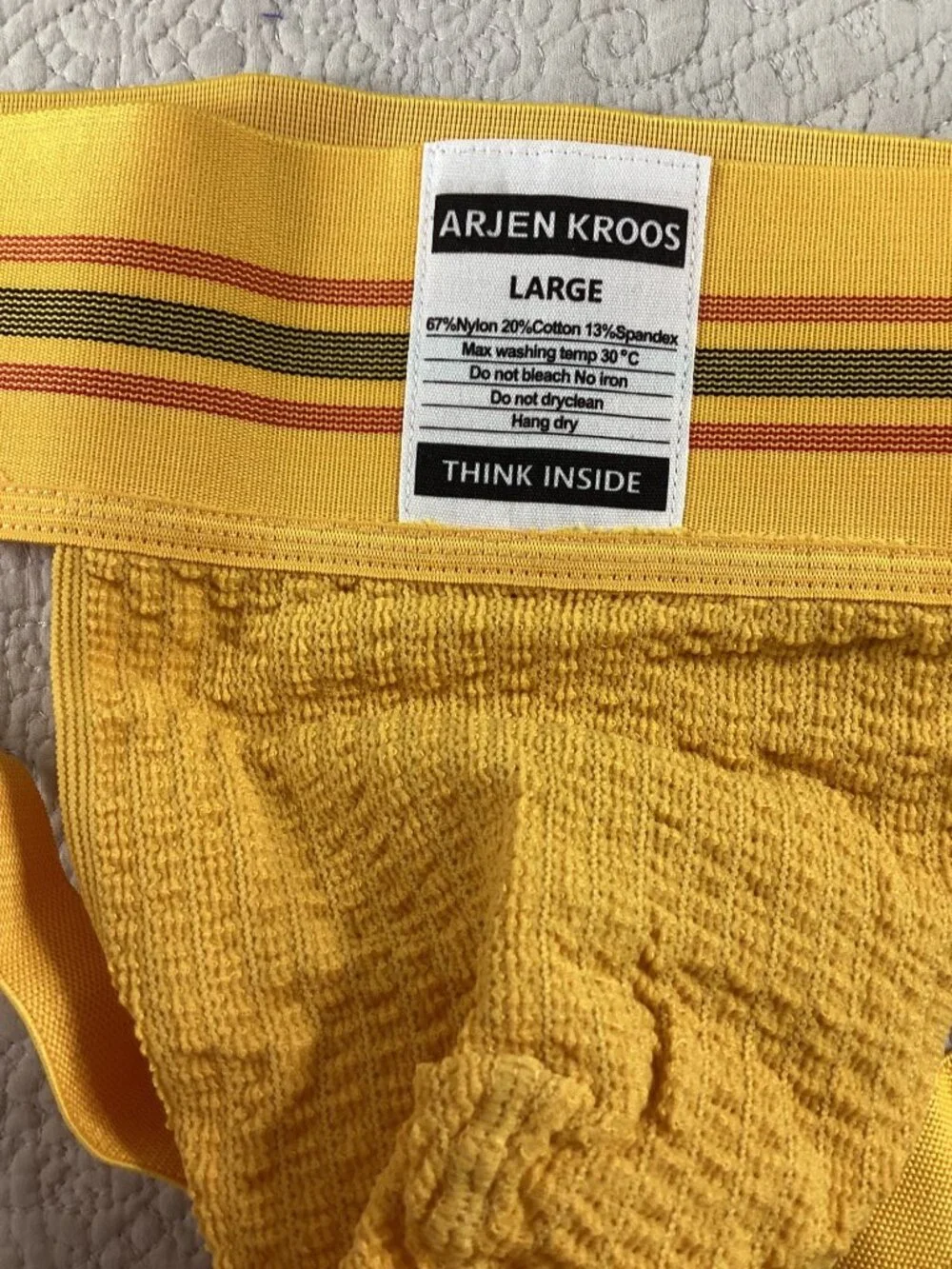 Arjen Kroos Mens Yellow Athletic Supporter Jockstrap Underwear*Gay*Large*NIP